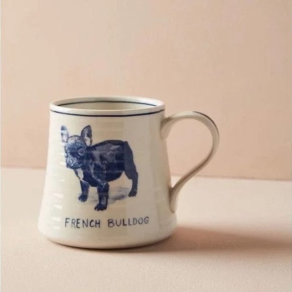 Anthropologie Other - Molly Hatch | Anthropologie French Bulldog Mug Blue White Ceramic